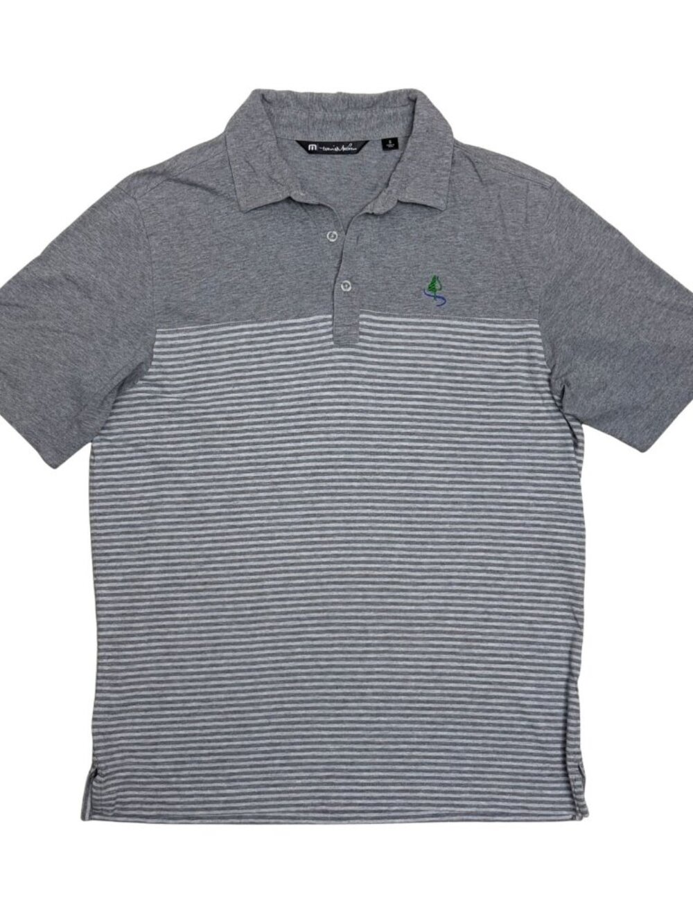 TRAVIS MATHEW GOLF Polo Shirt Gray Striped Light Summer Casual Tee Mens Small
